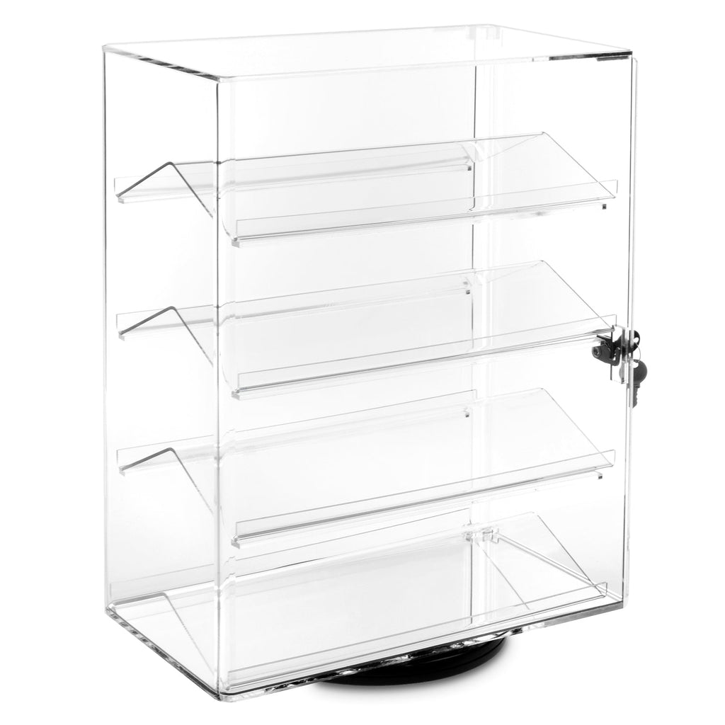 Lockable Showcase Rotating Acrylic Display Stand with 4 Removable Shelves