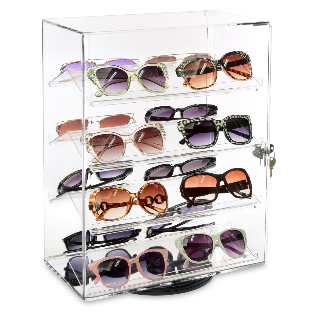 Lockable Showcase Rotating Acrylic Display Stand with 4 Removable Shelves