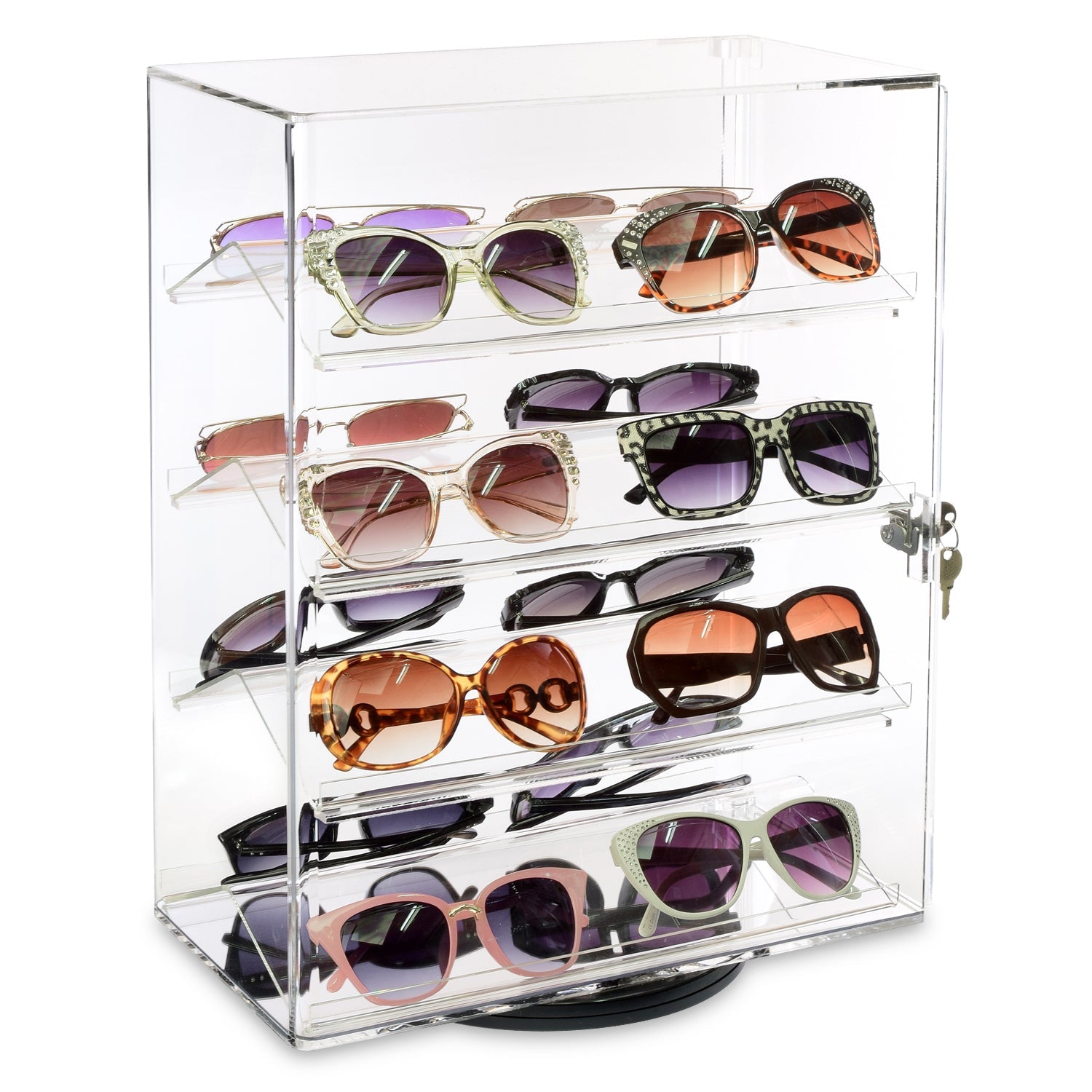 Lockable Showcase Rotating Acrylic Display Stand with 4 Removable Shelves