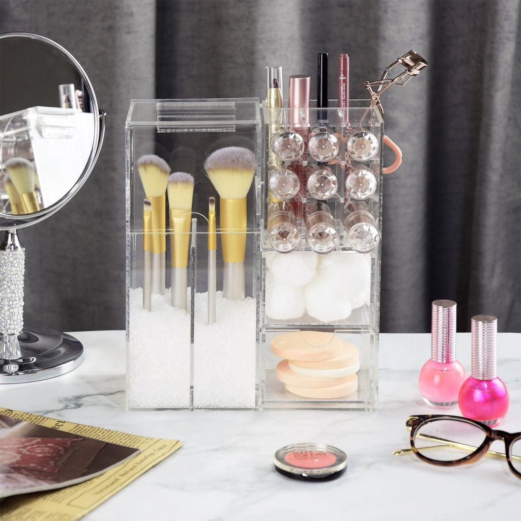 Ikee Design® Premium Acrylic Multi-functional Makeup Organizer Brush Holder
